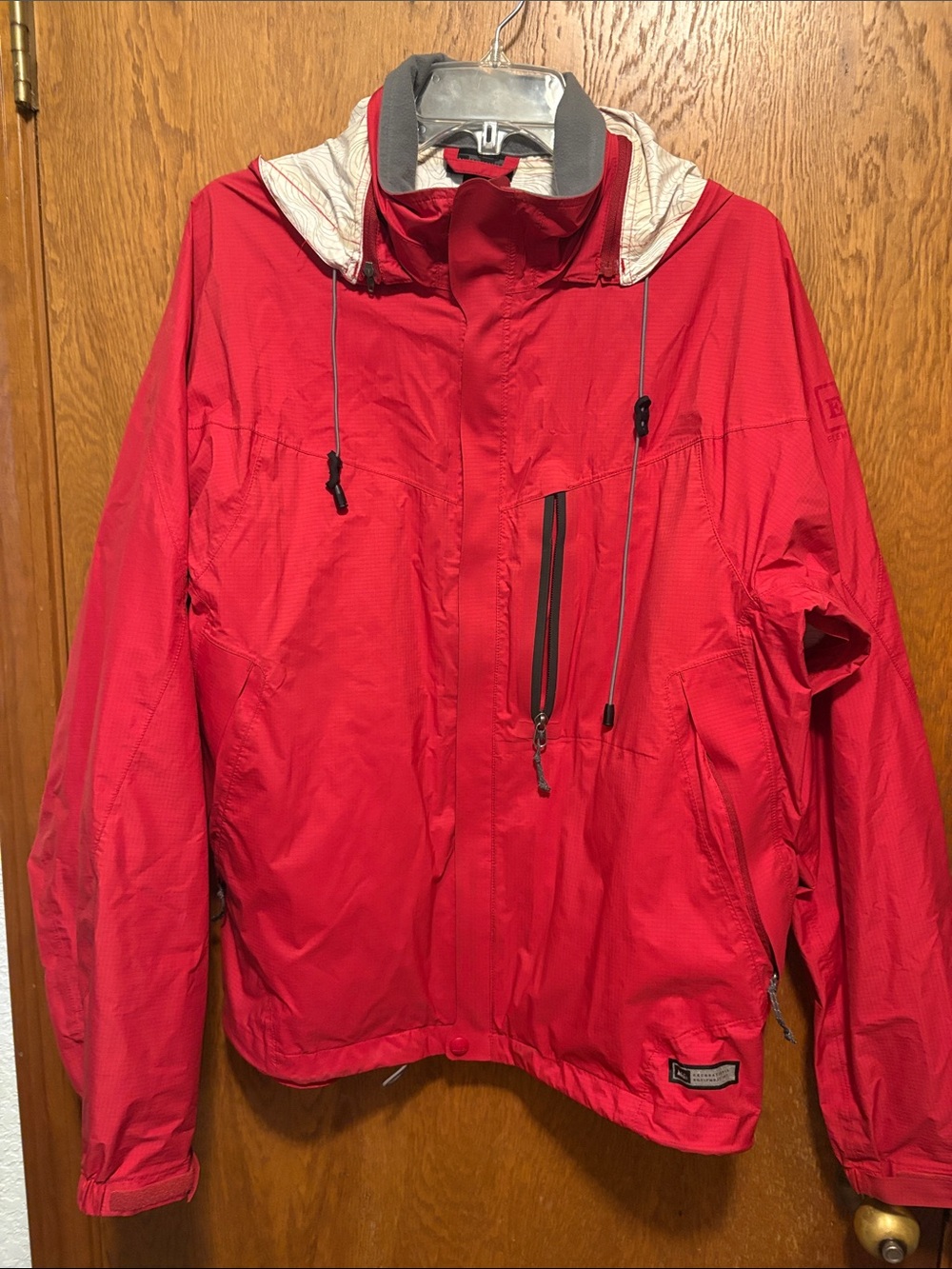 REI Men's Element Red Hooded Rain Jacket